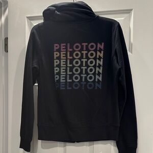 Peloton Black Zip Sweatshirt with Colorful Logo